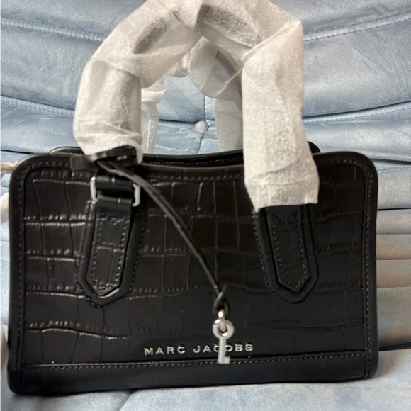 Marc Jacobs Black Croc-Embossed Handbag